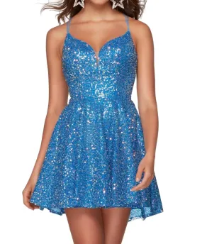 Alyce Paris - V-Neck Glitter Prom Dress