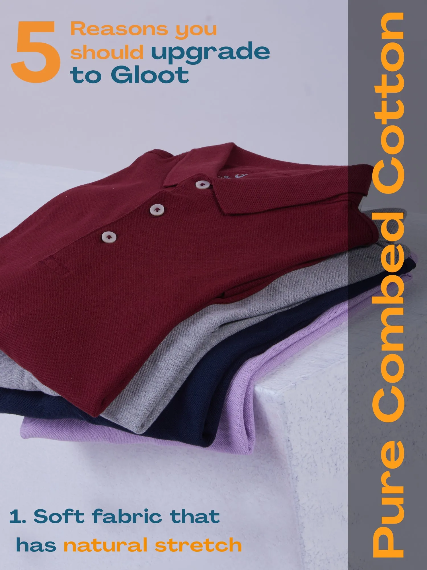 Anti Stain & Anti Odor Cotton Polo with No - Curl Collar - Soft Pink