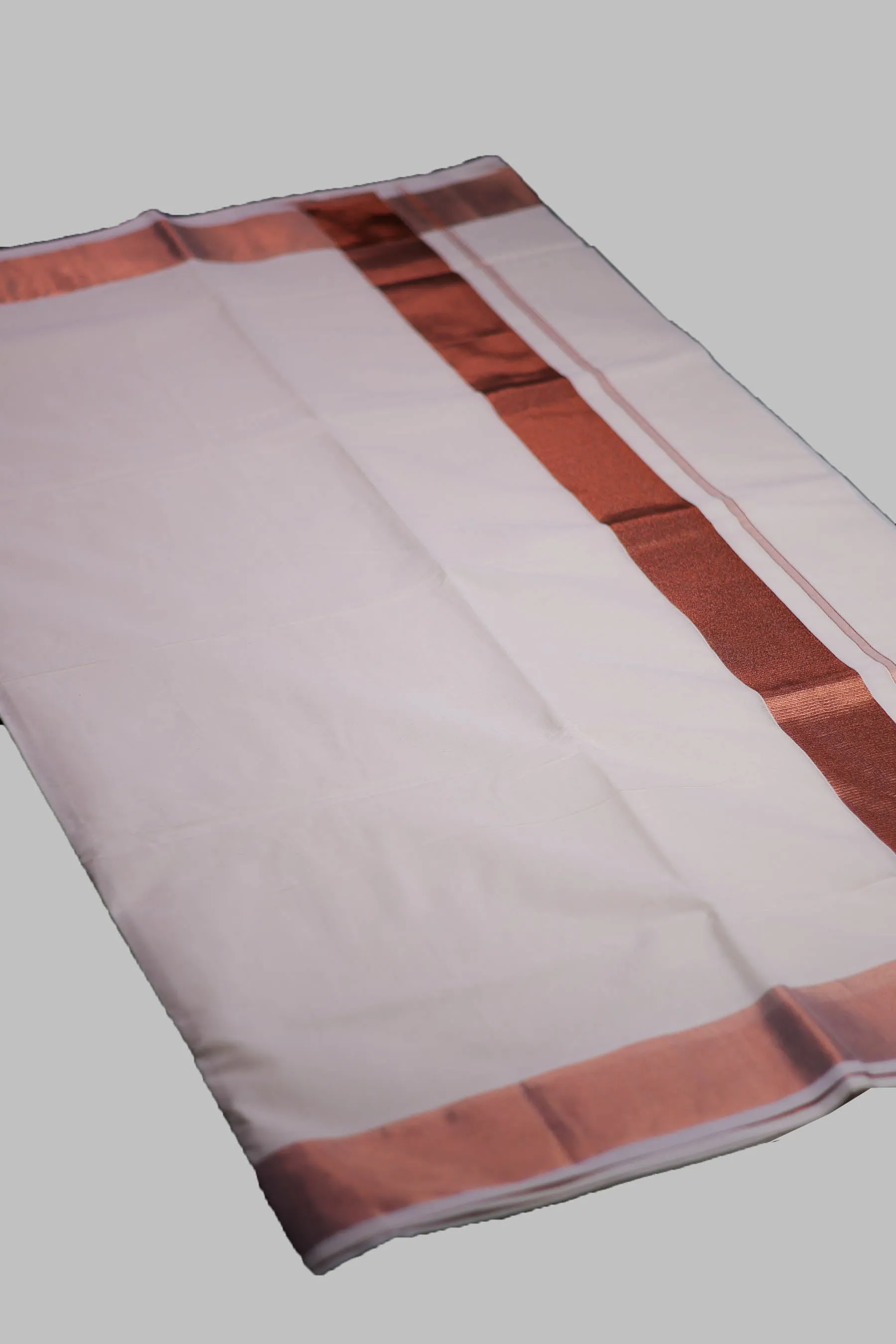 Authentic Kerala Cotton Saree with Rosecopper Zari Border