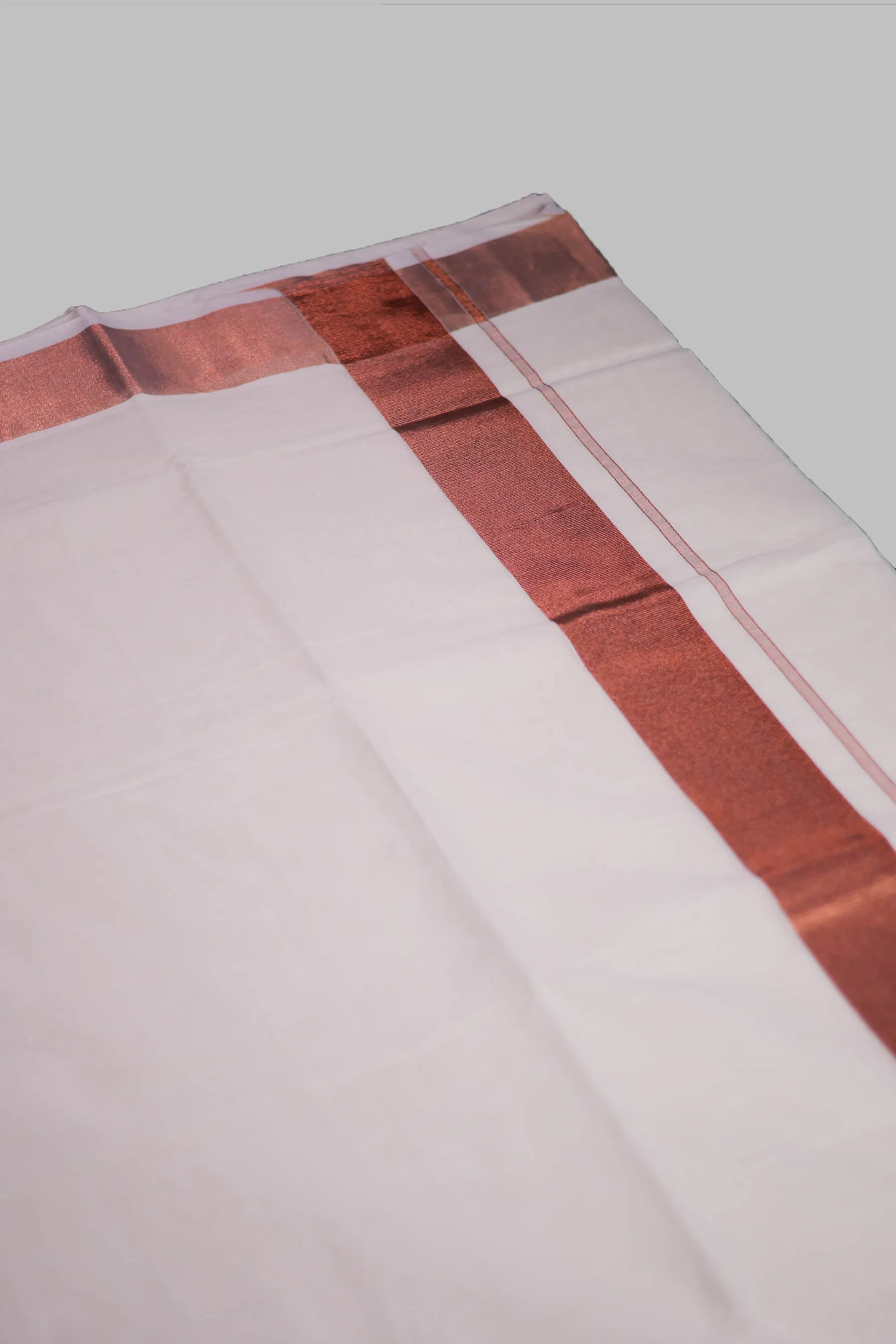 Authentic Kerala Cotton Saree with Rosecopper Zari Border