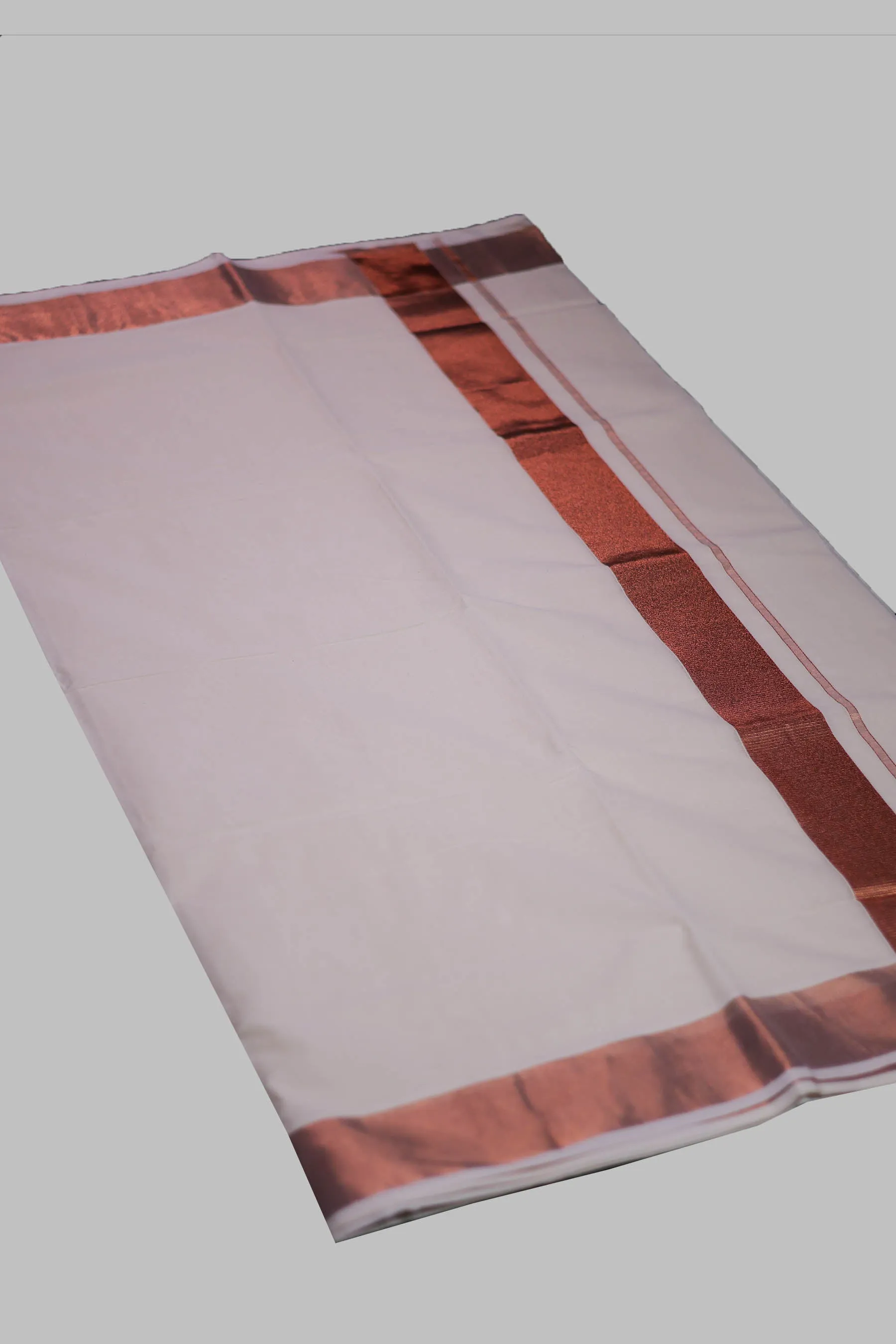 Authentic Kerala Cotton Saree with Rosecopper Zari Border