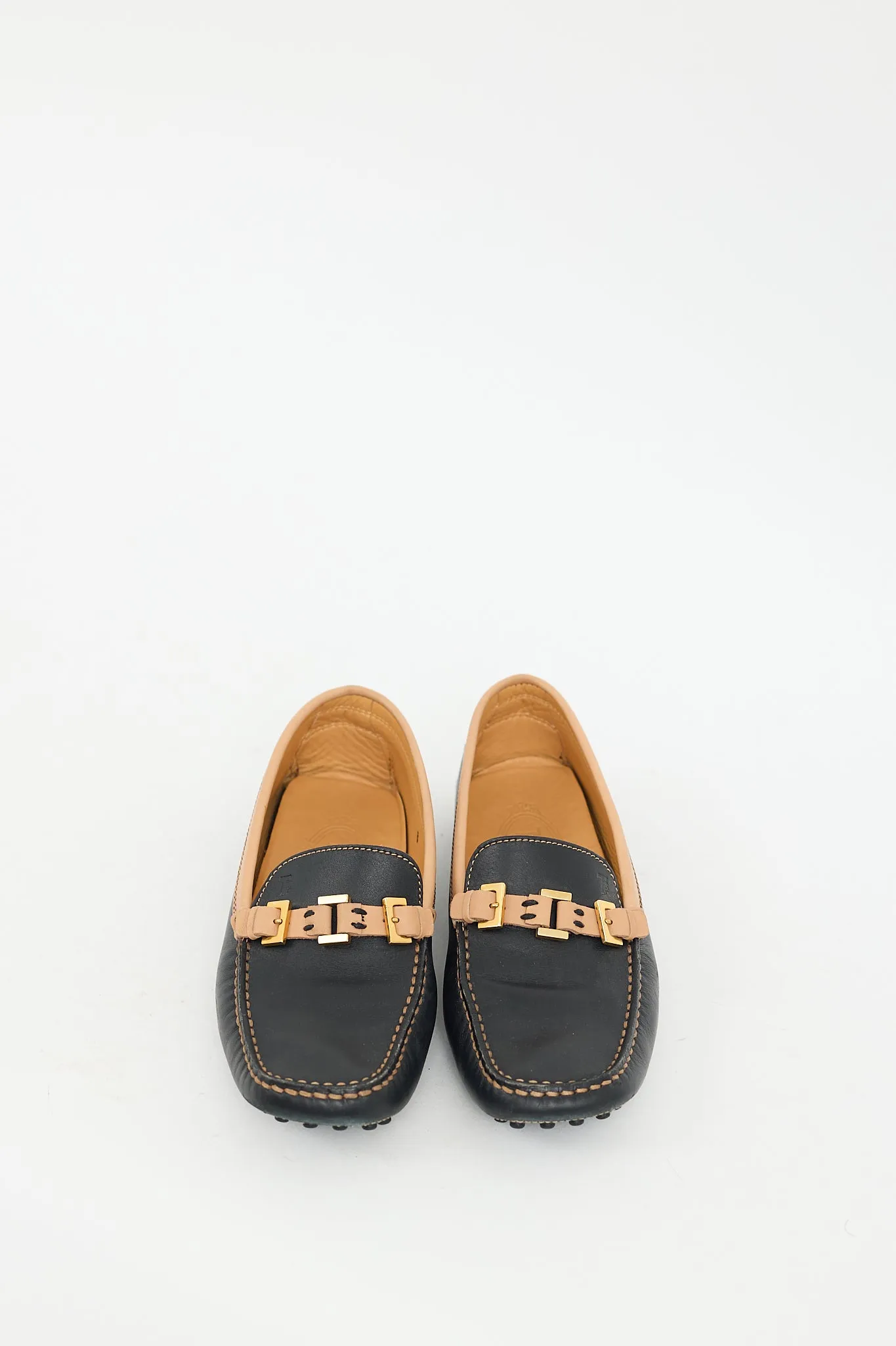 Black & Brown Leather Buckle Loafer