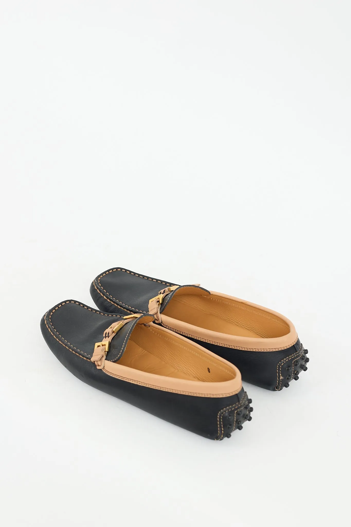 Black & Brown Leather Buckle Loafer
