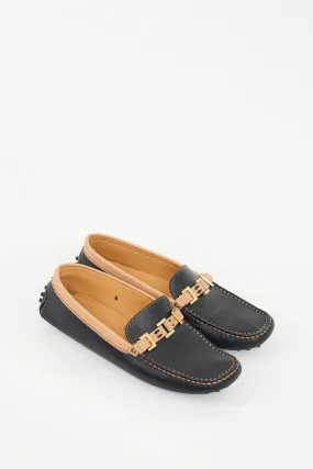 Black & Brown Leather Buckle Loafer