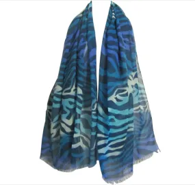 Blue Purple Zebra Print Long Fashion Scarf Stole JK81