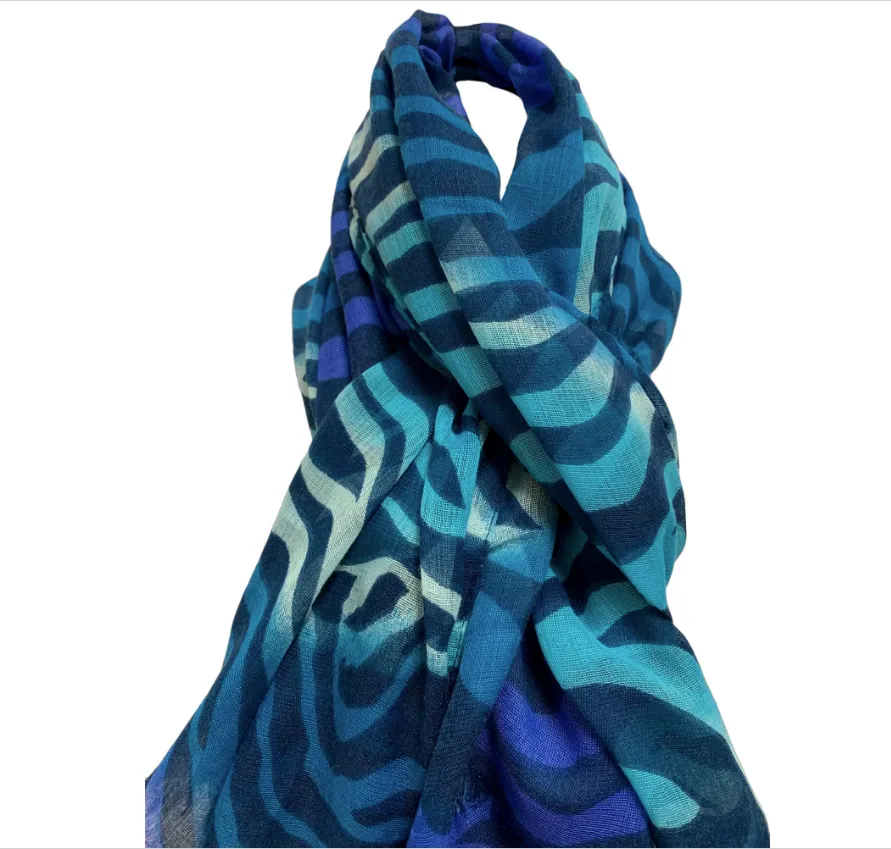 Blue Purple Zebra Print Long Fashion Scarf Stole JK81