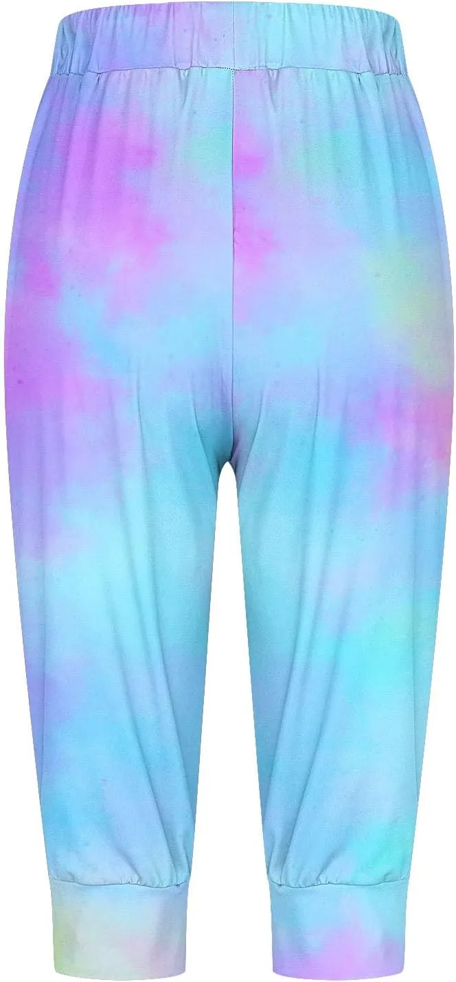 Capri Sweatpants for Women Gym Workout Yoga Jogger Capris High Waisted Draw Hiking Running Crop Pants with Pockets