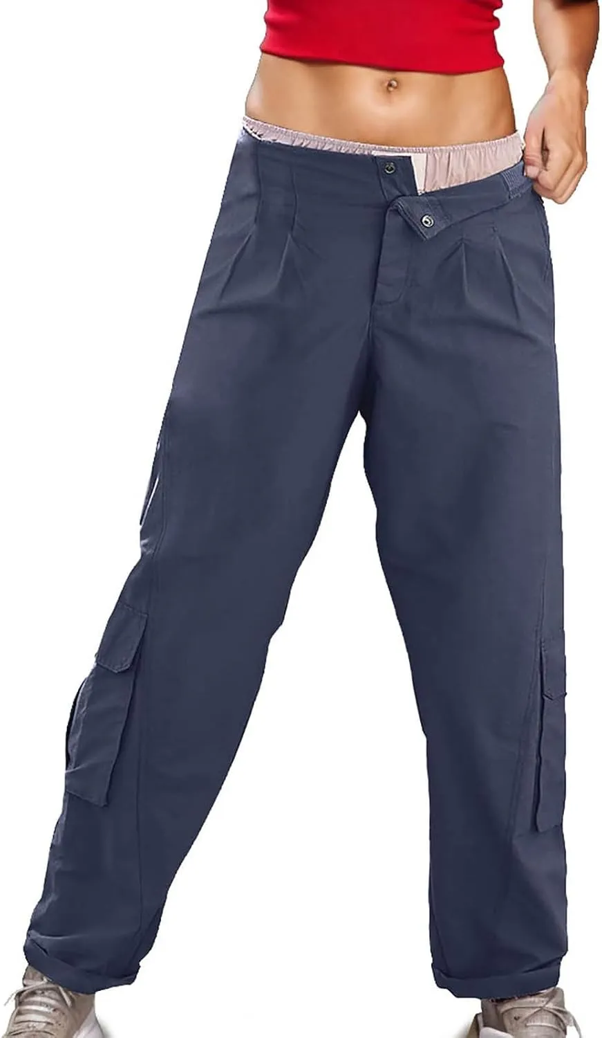 Cargo Pants for Women Straight Leg Baggy Sweatpants Workout Trousers with Pockets Low-Rise Pants