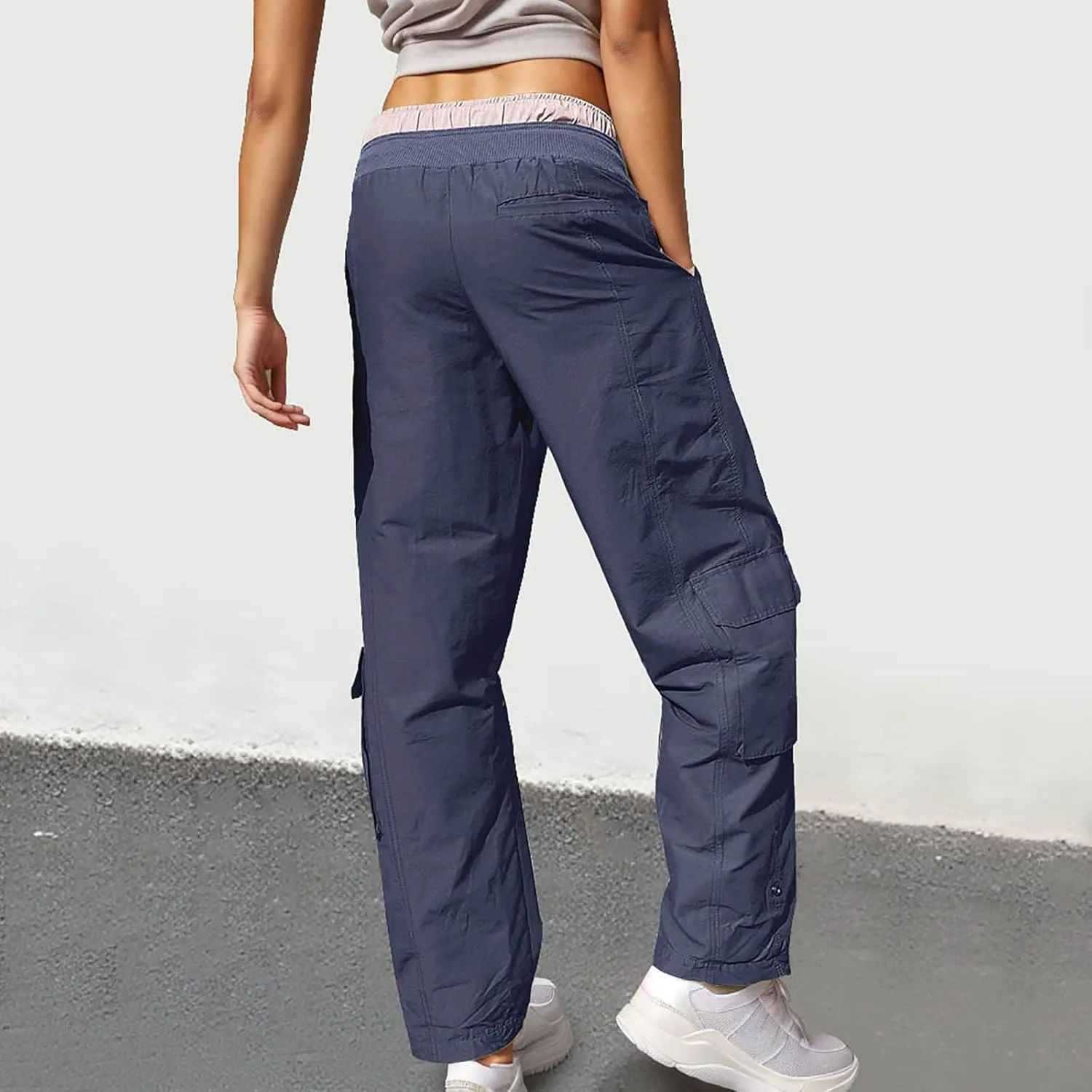 Cargo Pants for Women Straight Leg Baggy Sweatpants Workout Trousers with Pockets Low-Rise Pants