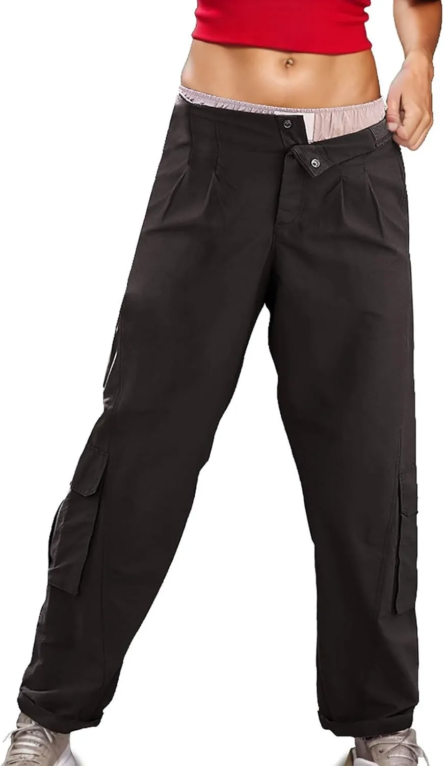 Cargo Pants for Women Straight Leg Baggy Sweatpants Workout Trousers with Pockets Low-Rise Pants