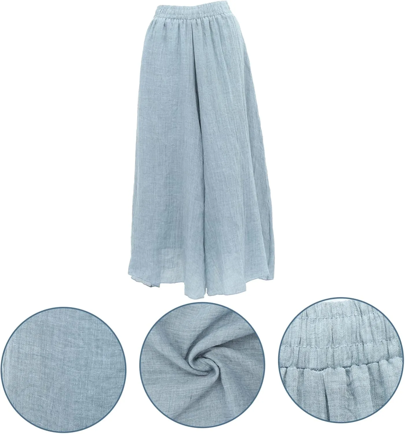 CLISPEED Women Wide Leg Pants Comfortable Loose Cotton Linen Trousers with Elastic Waistband for Yoga