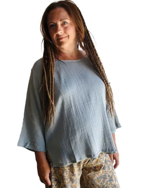 Crepe Long Sleeve Blouse- Agave