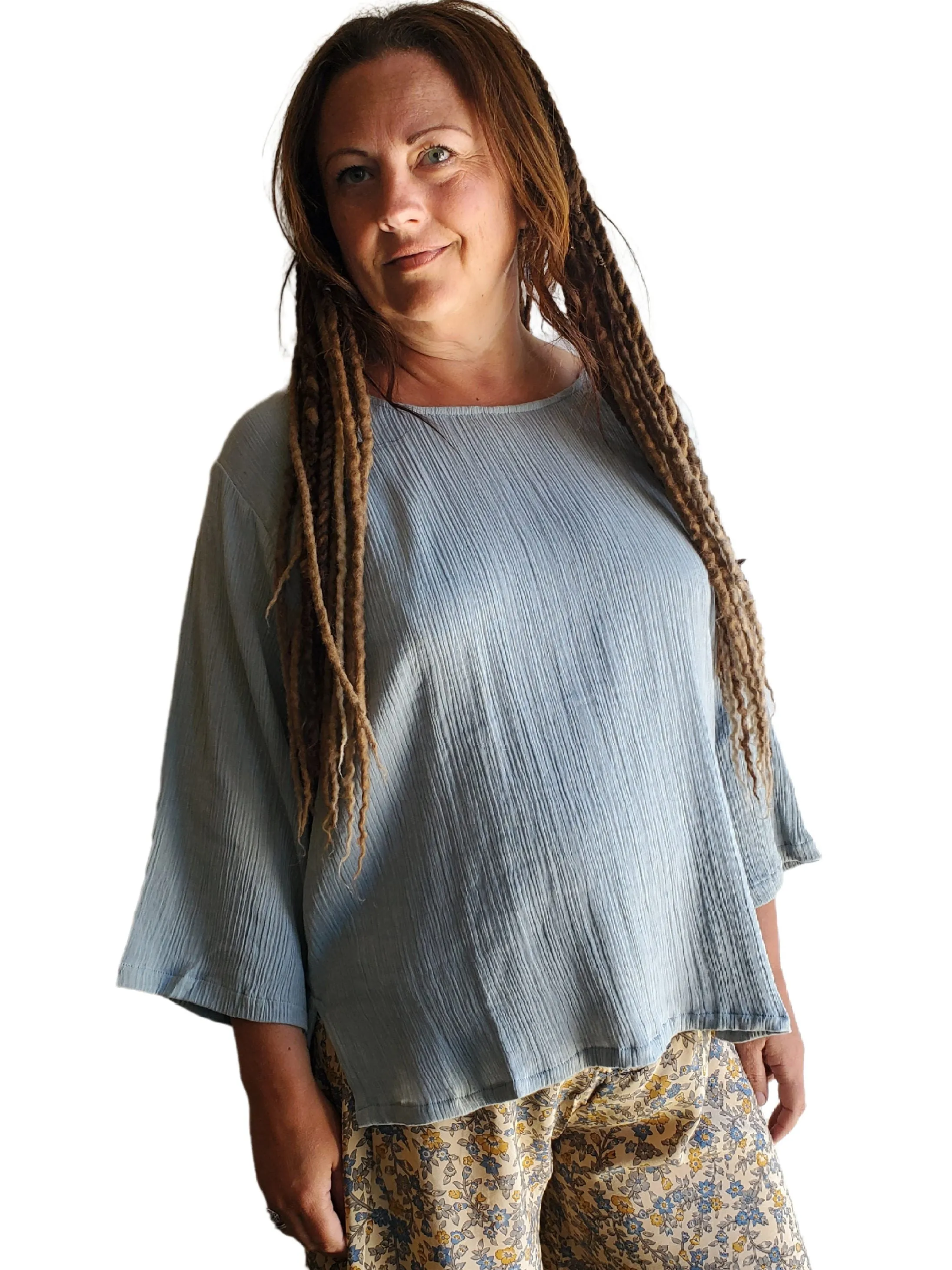 Crepe Long Sleeve Blouse- Agave