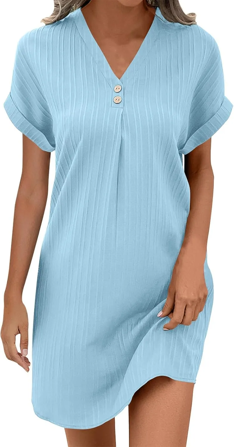 Dresses for Women Trendy Summer Short Sleeve Boho Travel Dresses Beach Wear Party Maxi Spring Vacation Dress