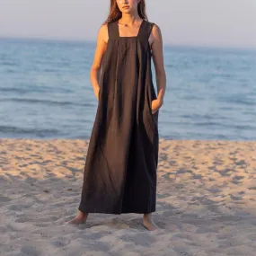 Elegant Square Collar Sleeveless Midi Sundress