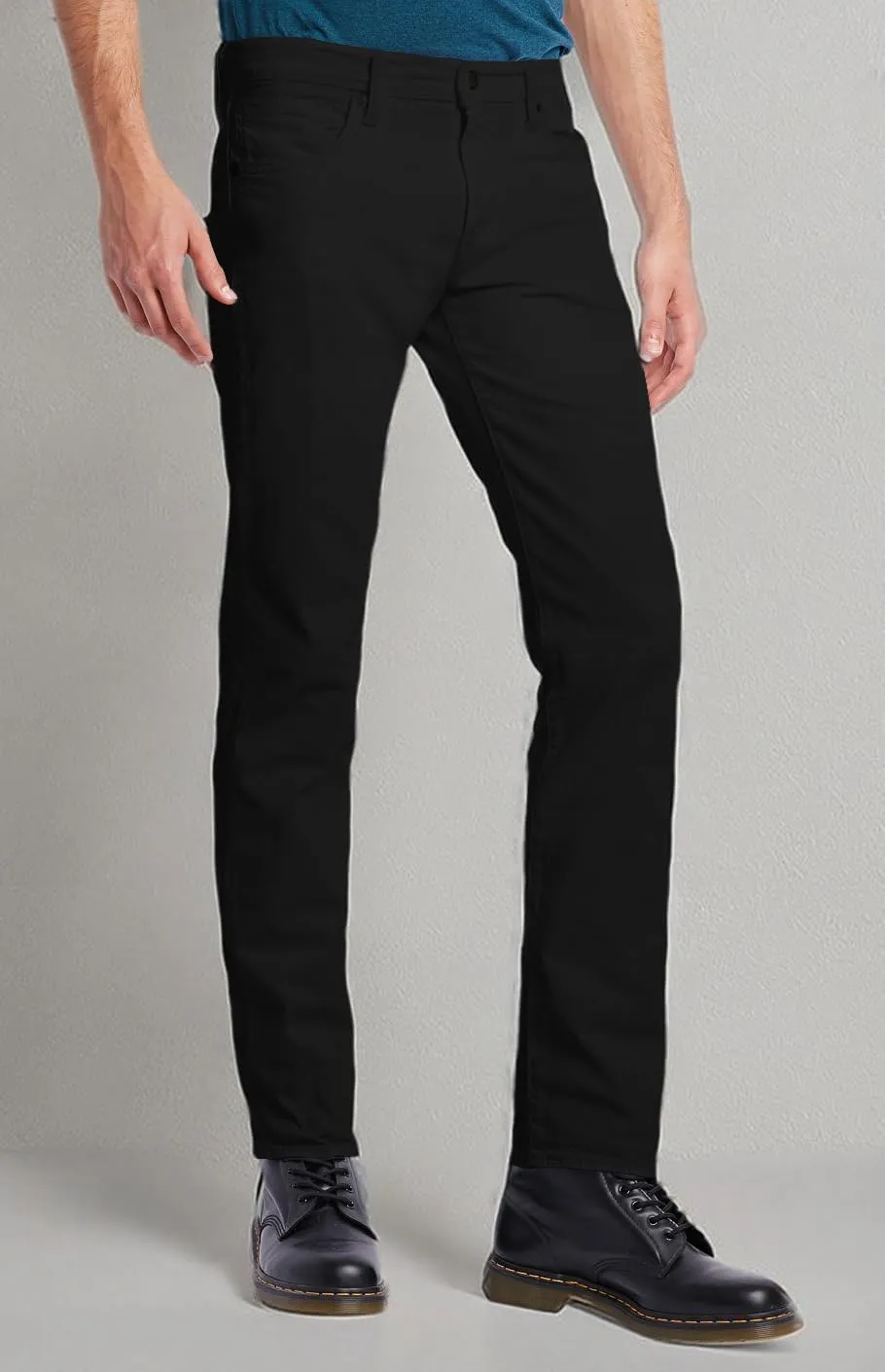 ETHANOL Mens Comfortable Stretch Trousers Slim Fit Straight Leg Stylish Design Pants