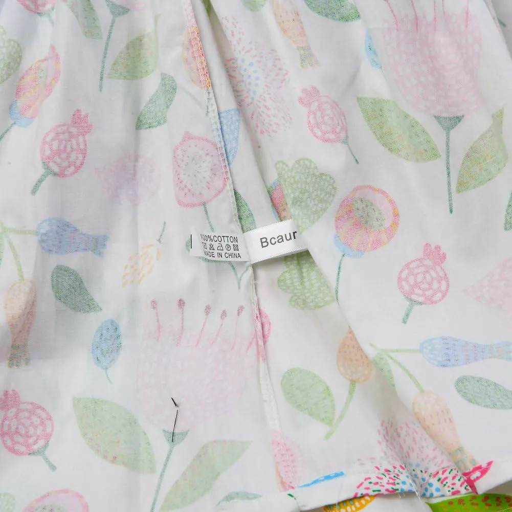 Girls' 2T-14 Casual Sundress Summer Autumn Clothes Cotton Floral Dress