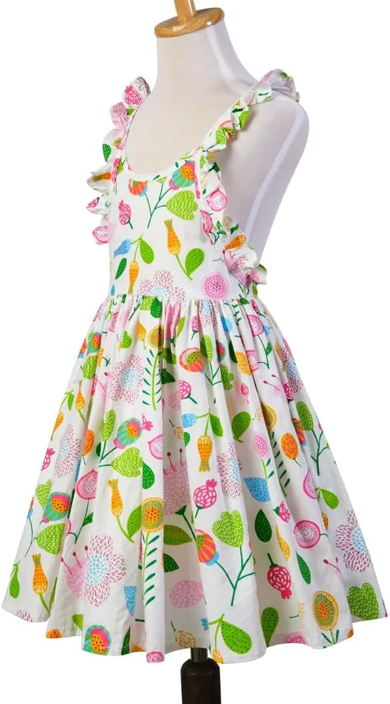 Girls' 2T-14 Casual Sundress Summer Autumn Clothes Cotton Floral Dress