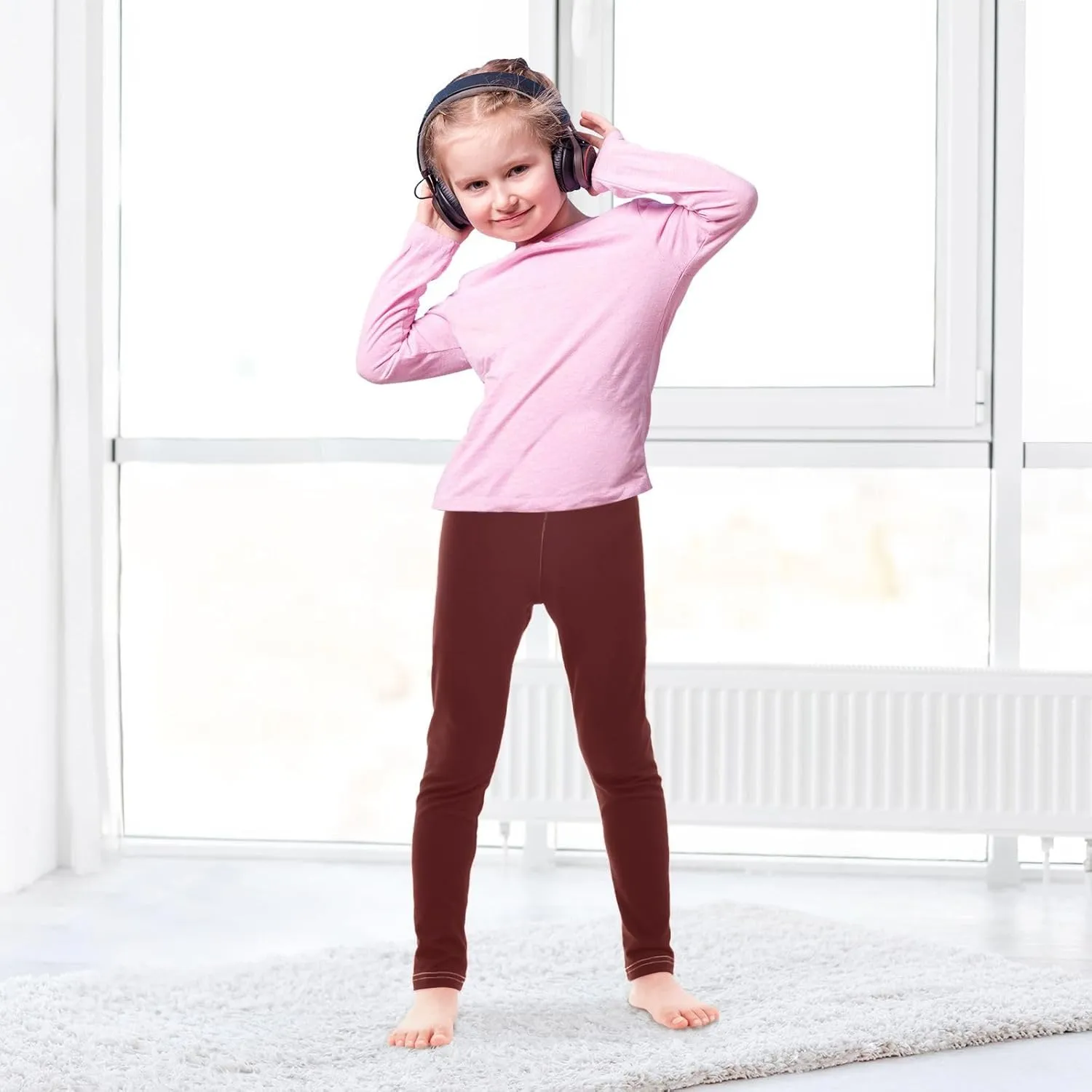 Girls' Athletic Leggings Soft Comfortable Kids Pants for Yoga Dance Elastic Waist Ballet Tights Trousers 4T