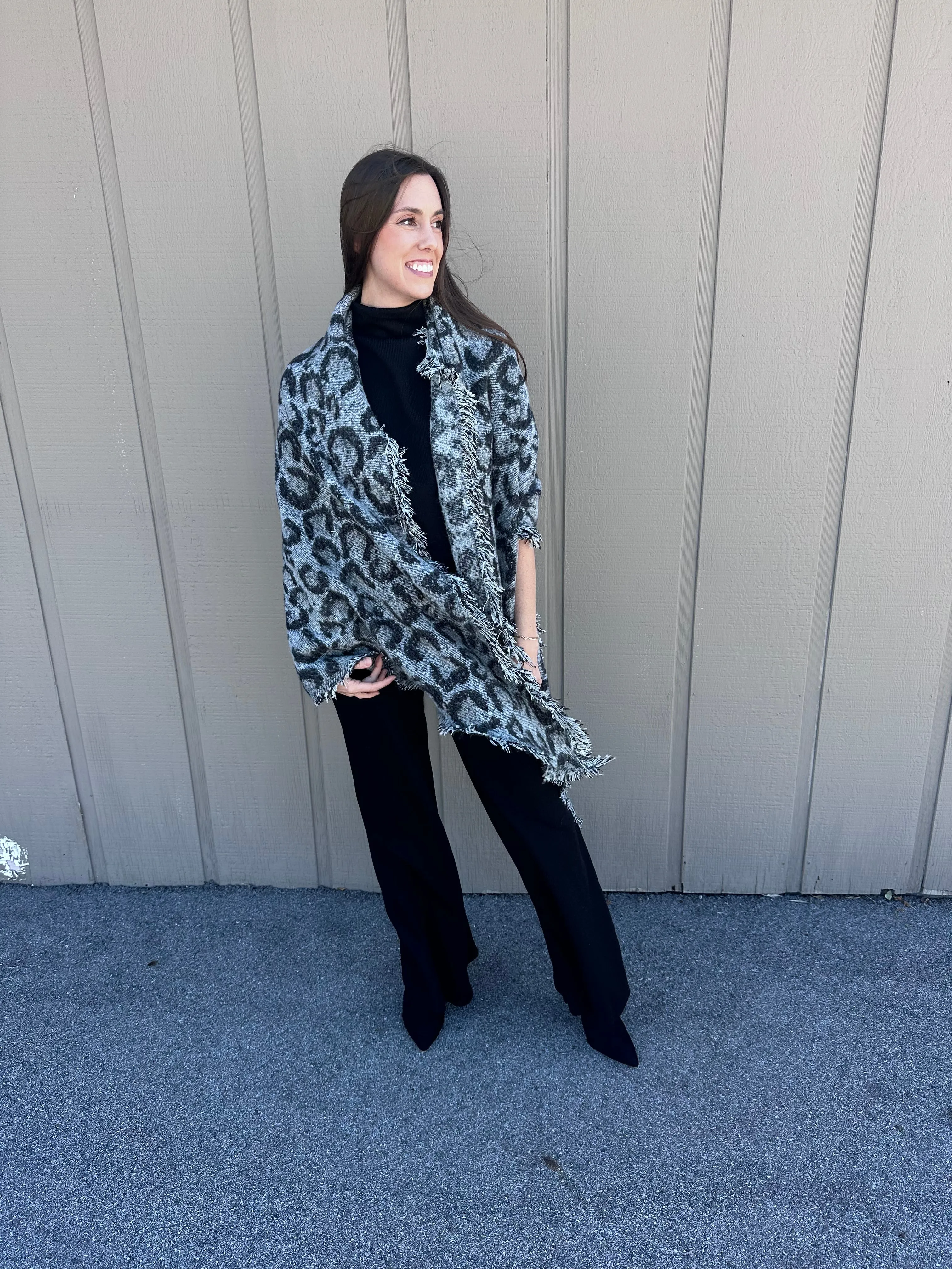 Grey Leopard Scarf