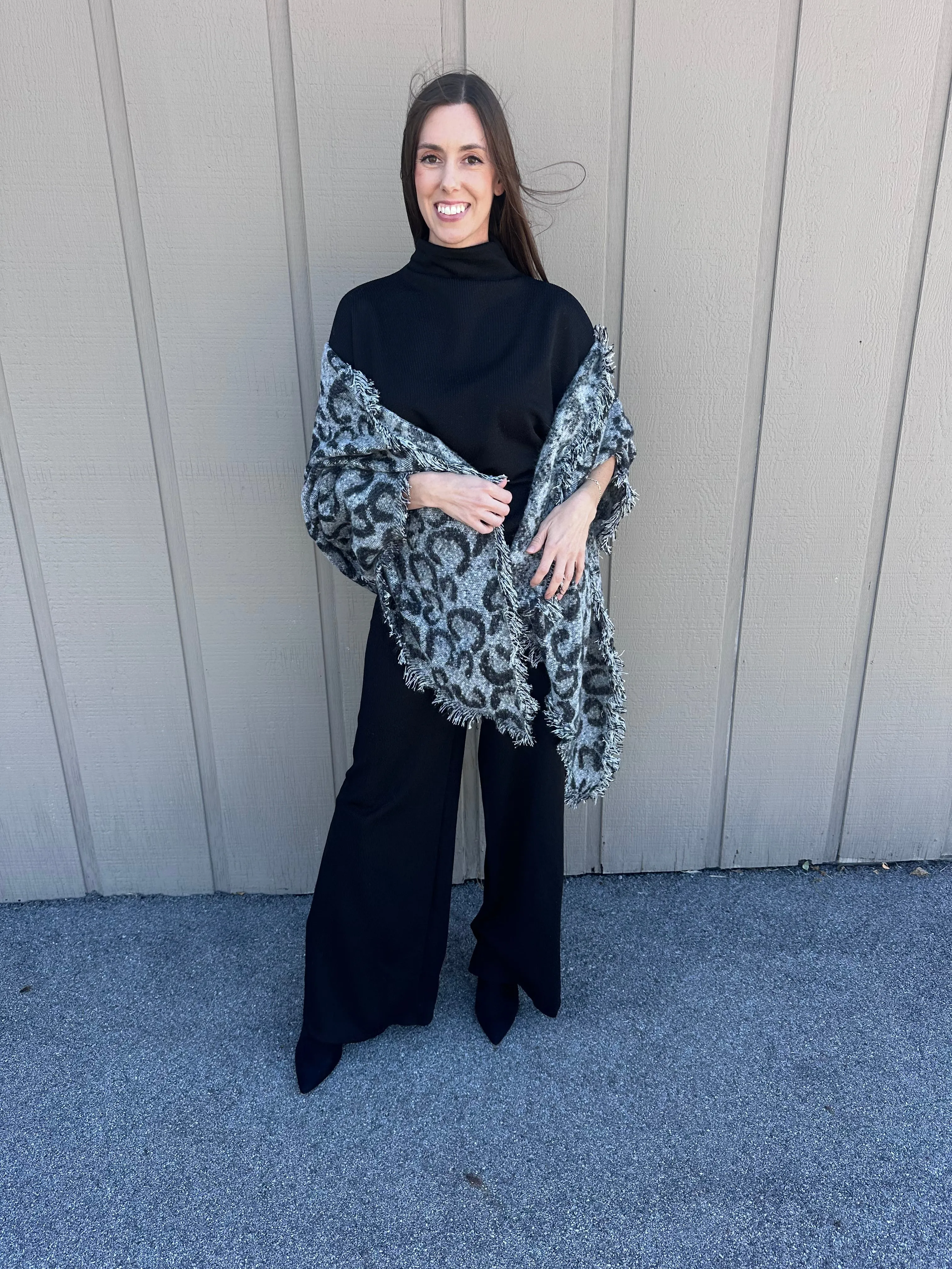 Grey Leopard Scarf