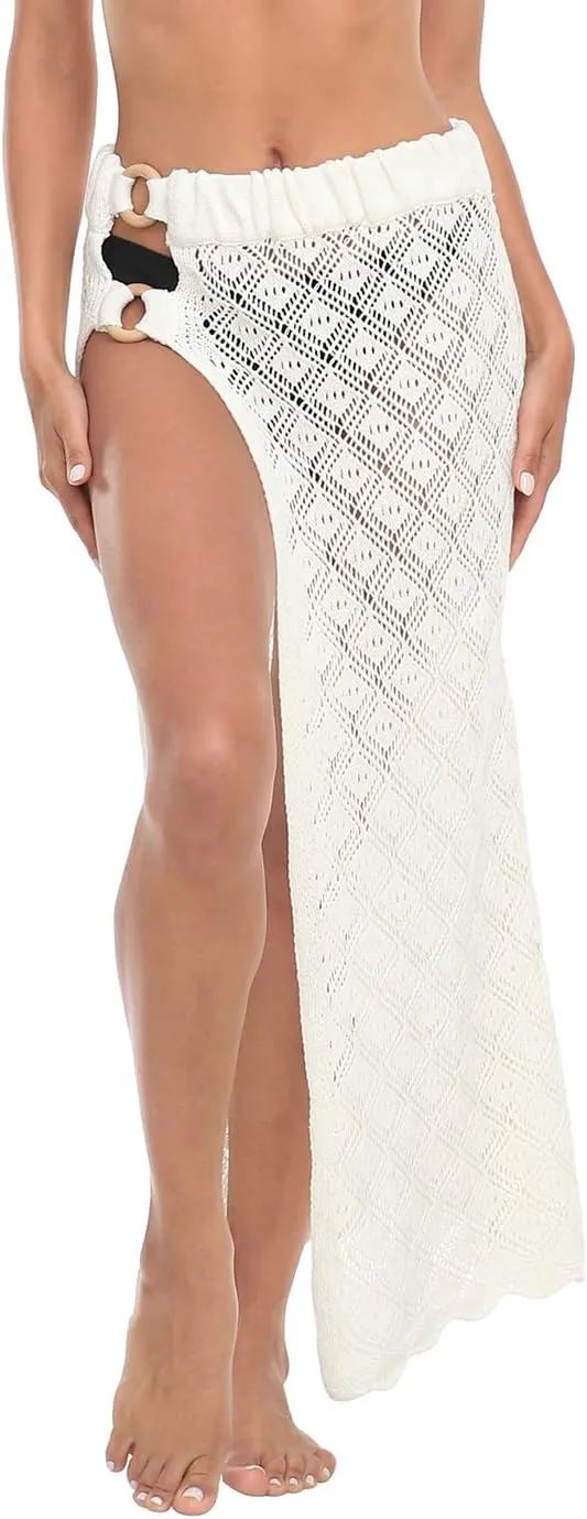 HDE Womens Crochet Cotton Maxi Skirt Beach Cover Up Hollow Knit Swimsuit Coverup