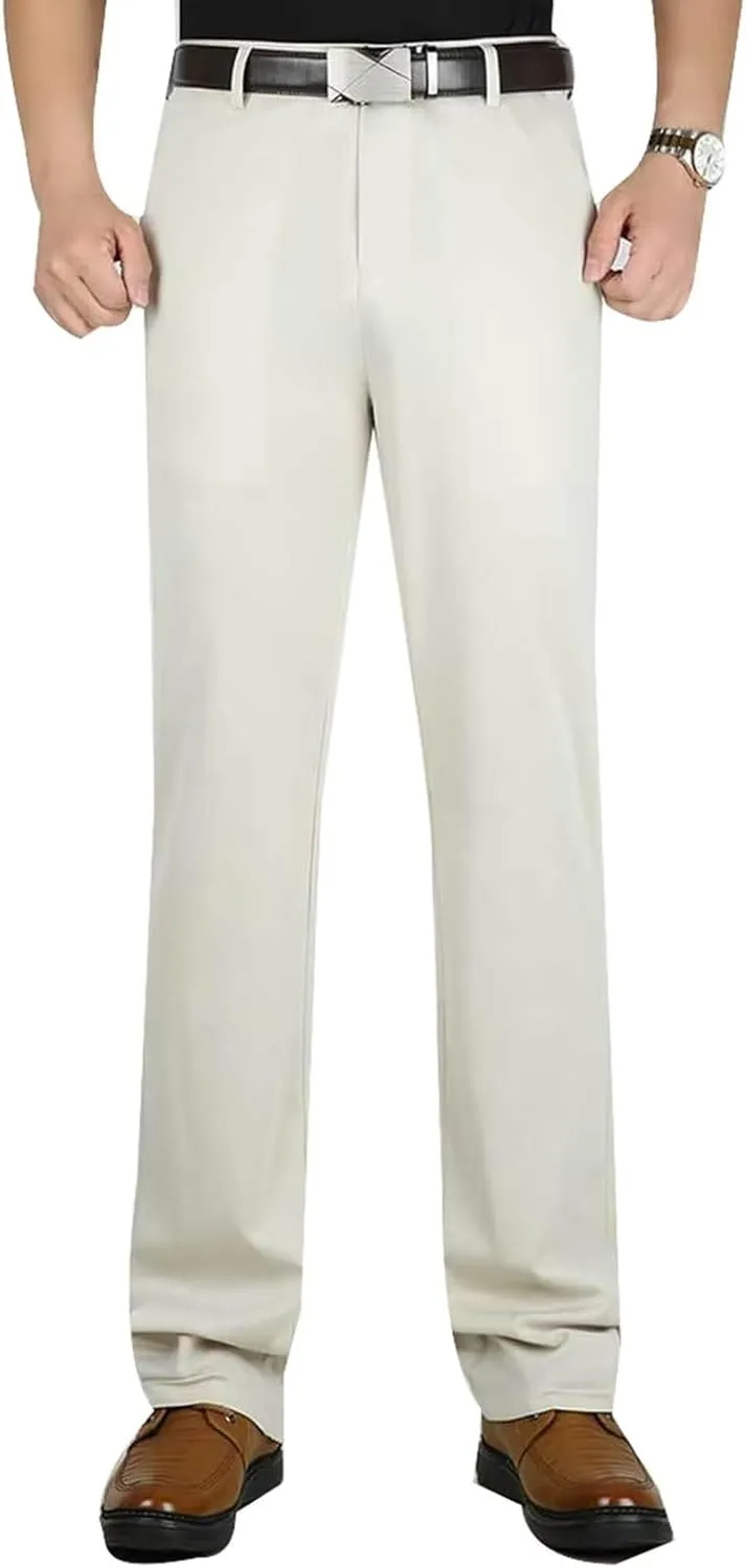 HNVAVQ Mens Workwear Business Casual Pants Comfortable Dress Trousers with Pockets Straight Leg Summer Trousers