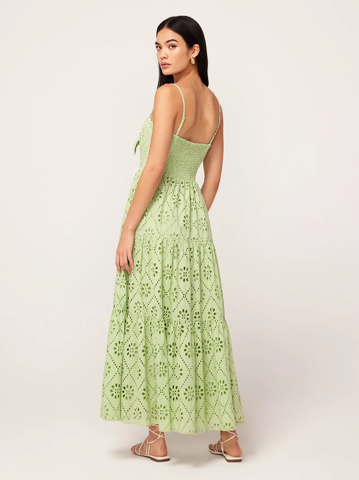 Immy Pistachio Broderie Midi Dress