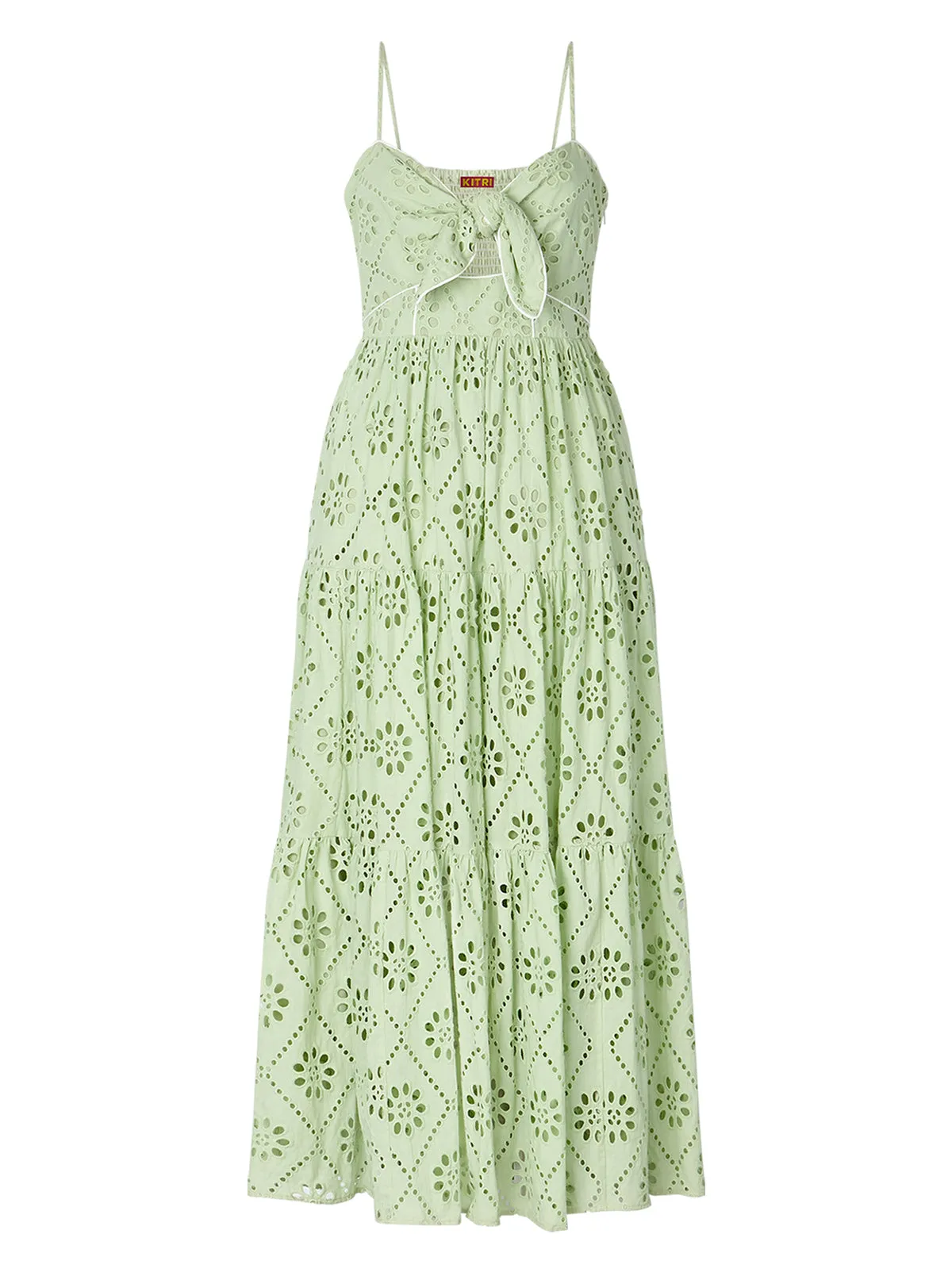 Immy Pistachio Broderie Midi Dress
