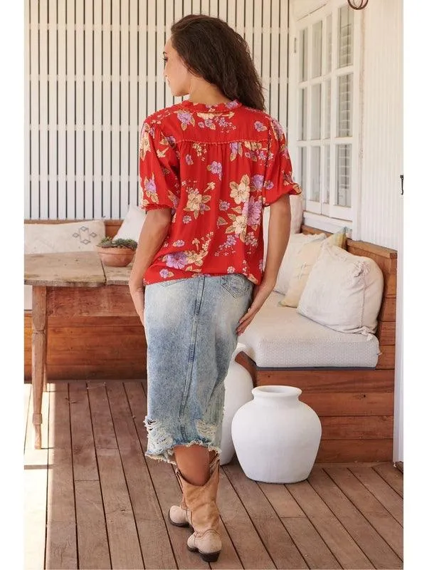 JAASE Aiko Print Sierra Short Sleeve Blouse