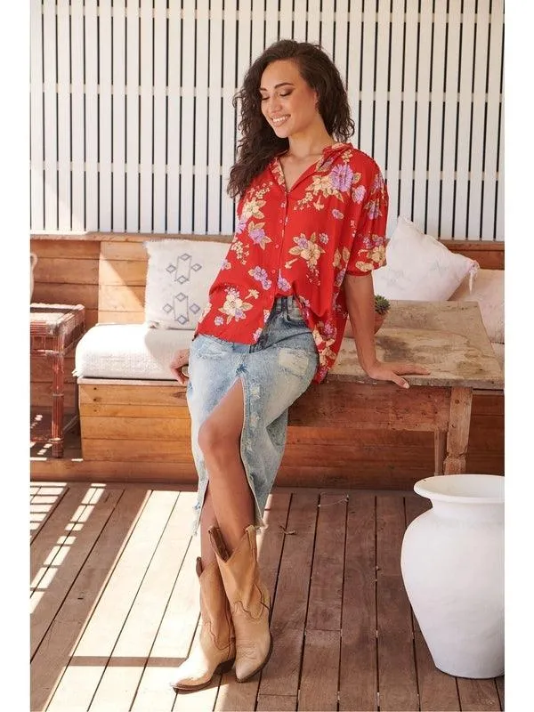 JAASE Aiko Print Sierra Short Sleeve Blouse