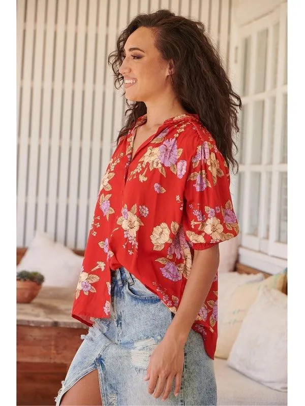 JAASE Aiko Print Sierra Short Sleeve Blouse
