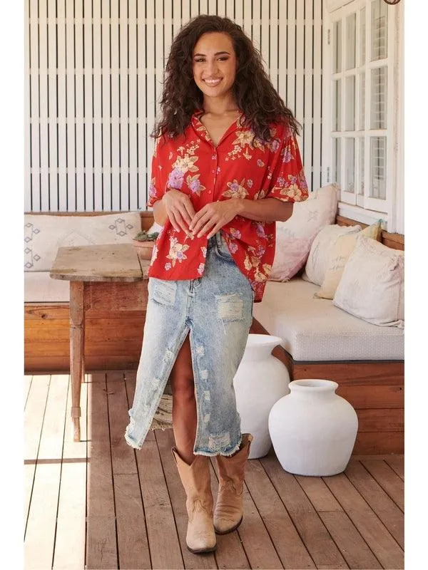 JAASE Aiko Print Sierra Short Sleeve Blouse