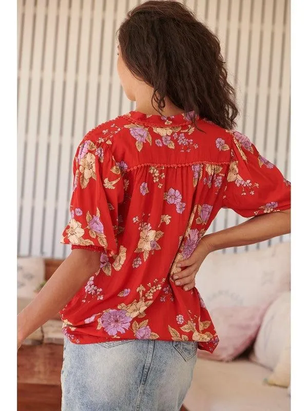 JAASE Aiko Print Sierra Short Sleeve Blouse