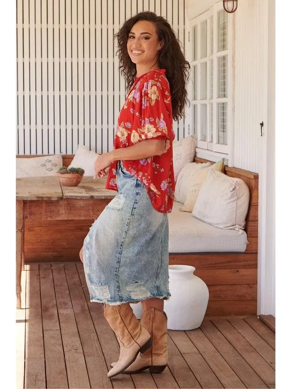 JAASE Aiko Print Sierra Short Sleeve Blouse