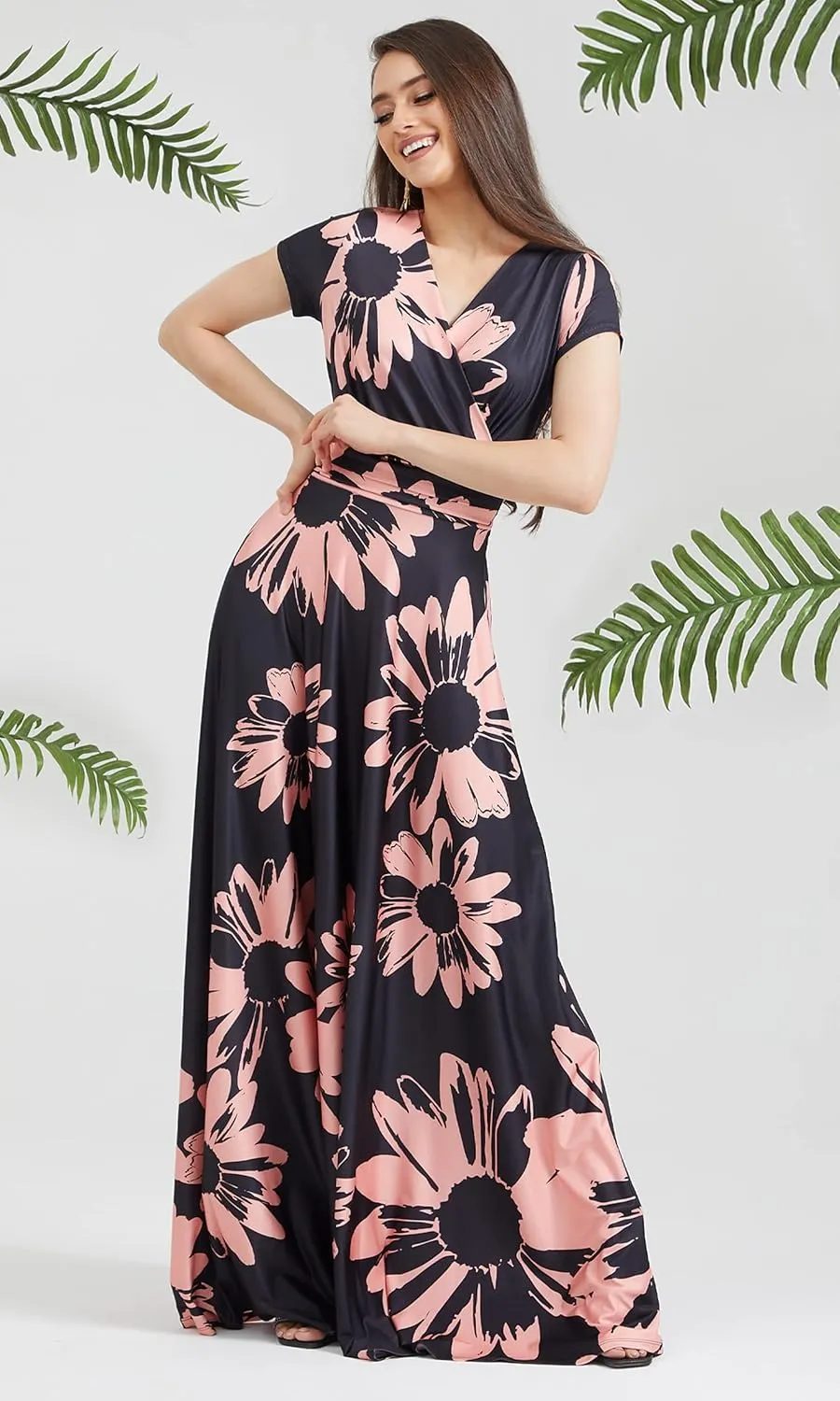 KOH KOH Womens Long Modest Floor Length Flowing Summer Print Maxi Dress Gown