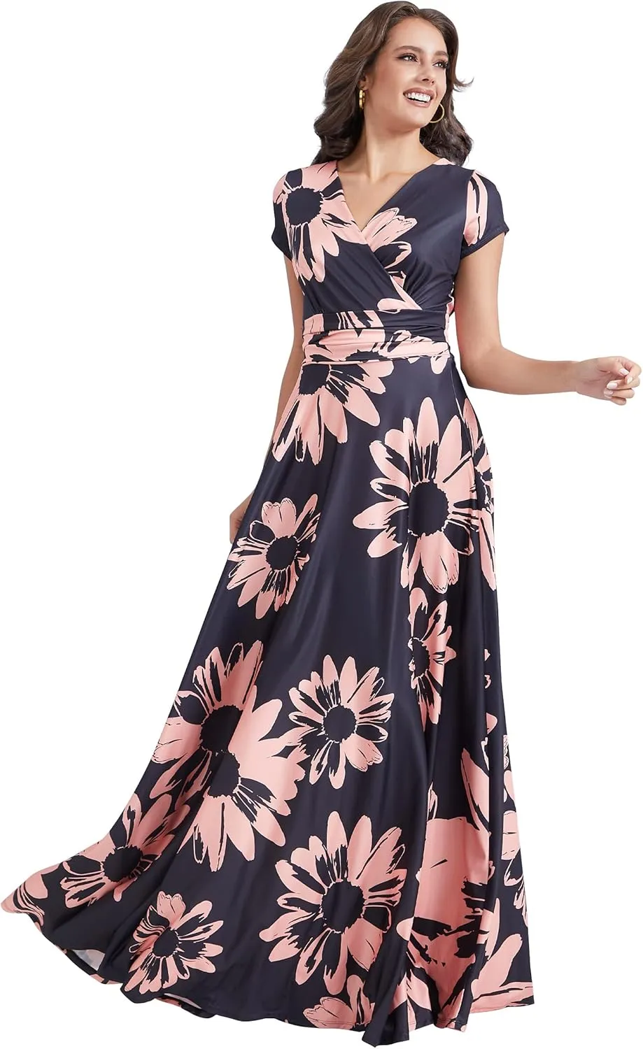 KOH KOH Womens Long Modest Floor Length Flowing Summer Print Maxi Dress Gown