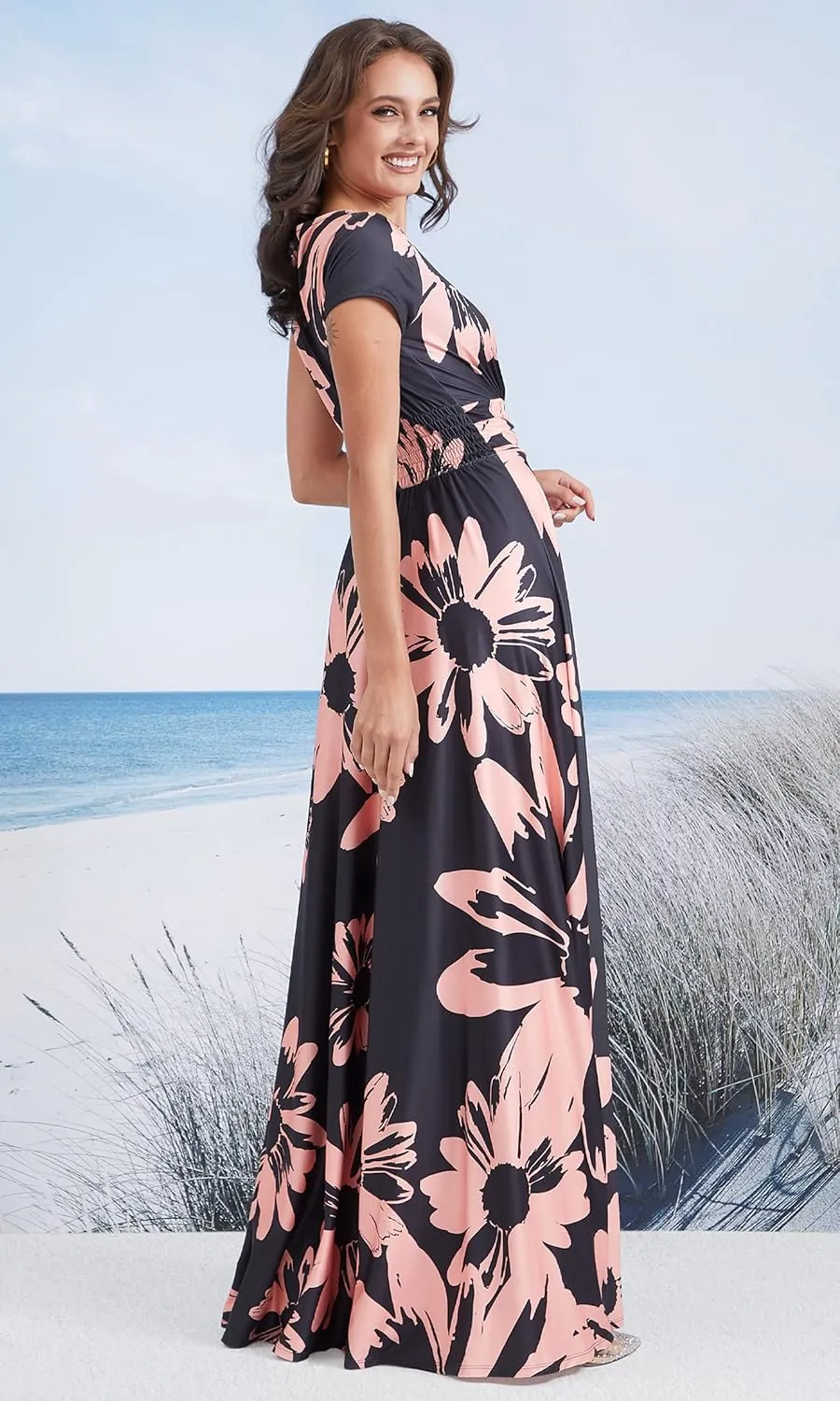 KOH KOH Womens Long Modest Floor Length Flowing Summer Print Maxi Dress Gown