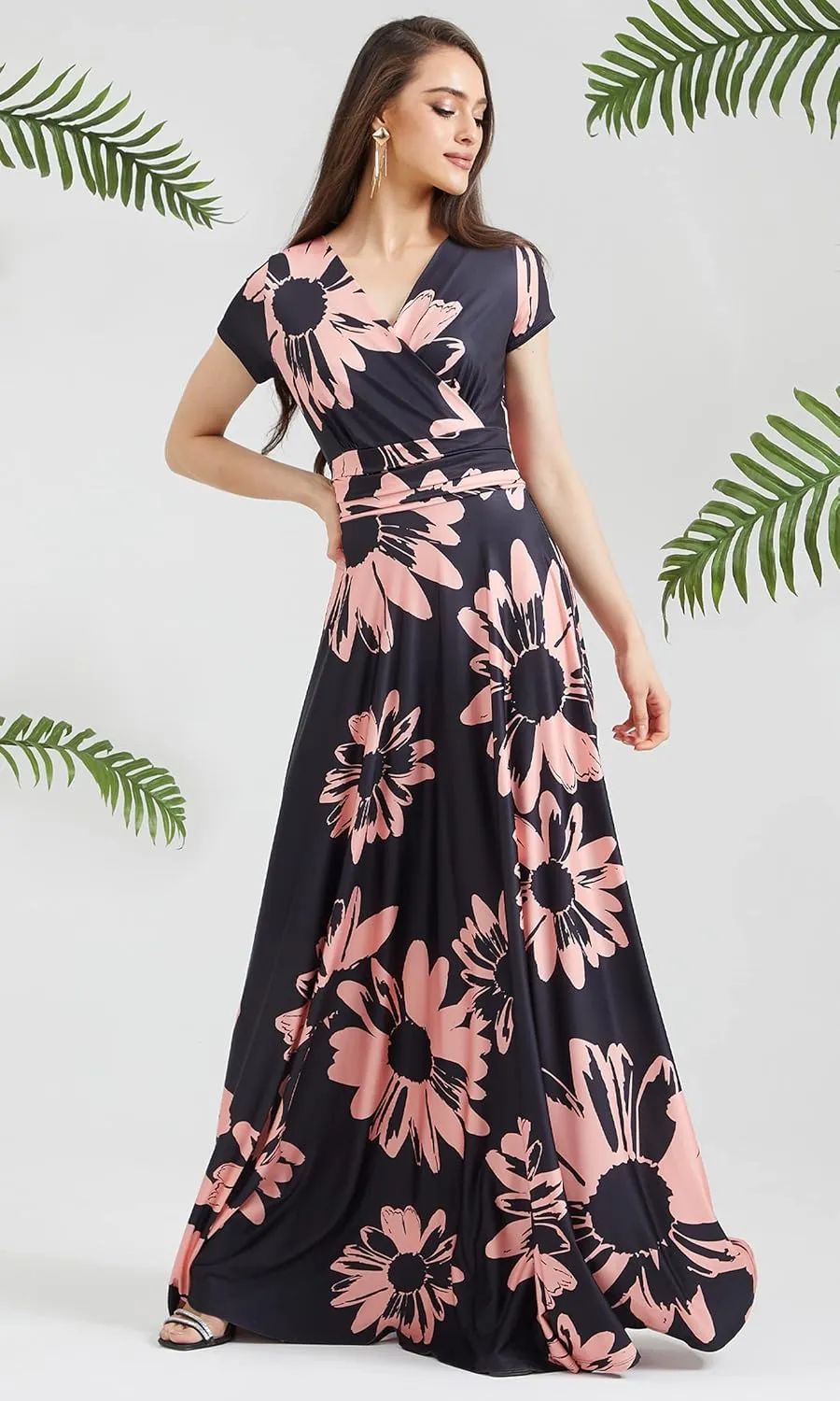 KOH KOH Womens Long Modest Floor Length Flowing Summer Print Maxi Dress Gown