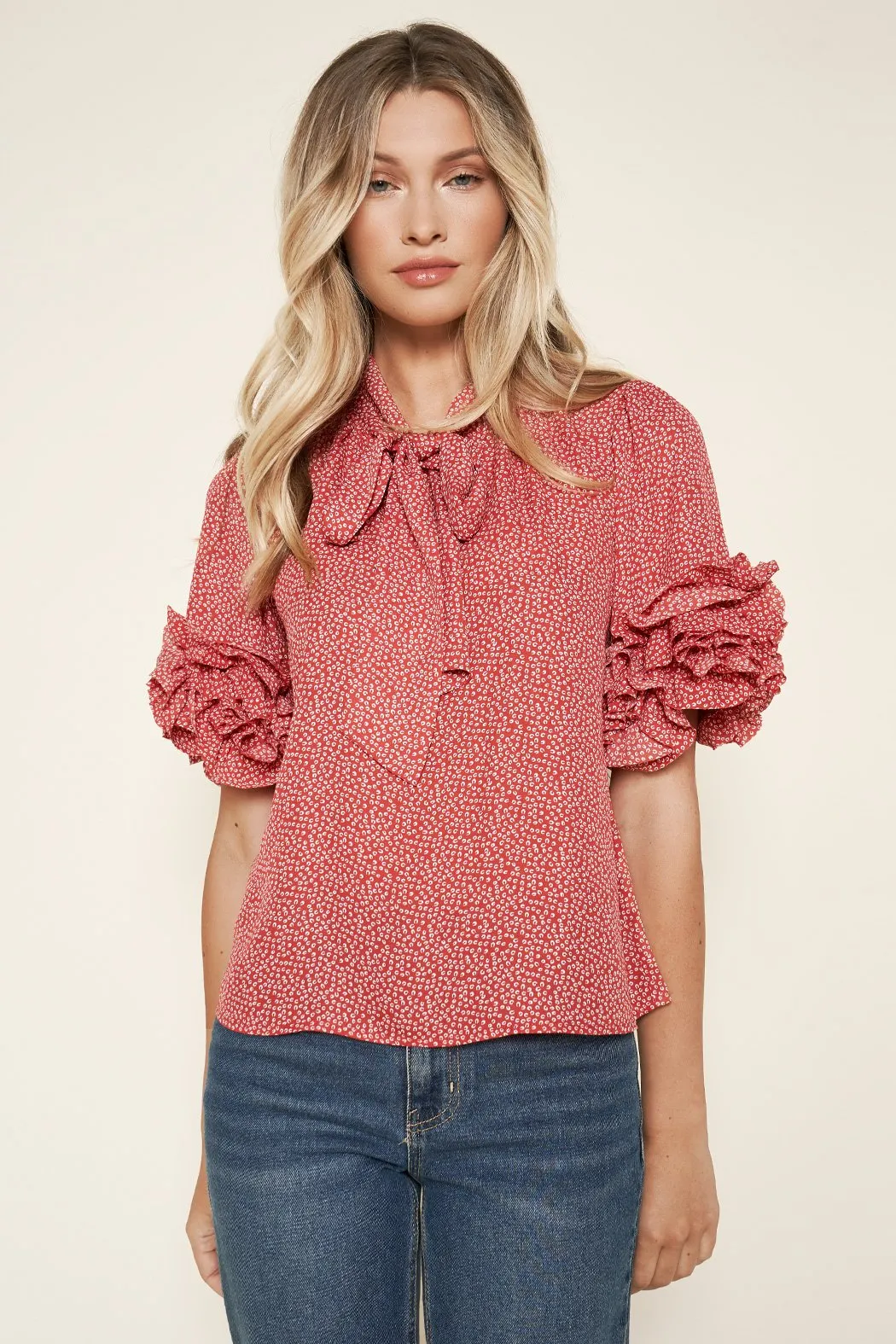 Lida Leopard Tie Neck Top