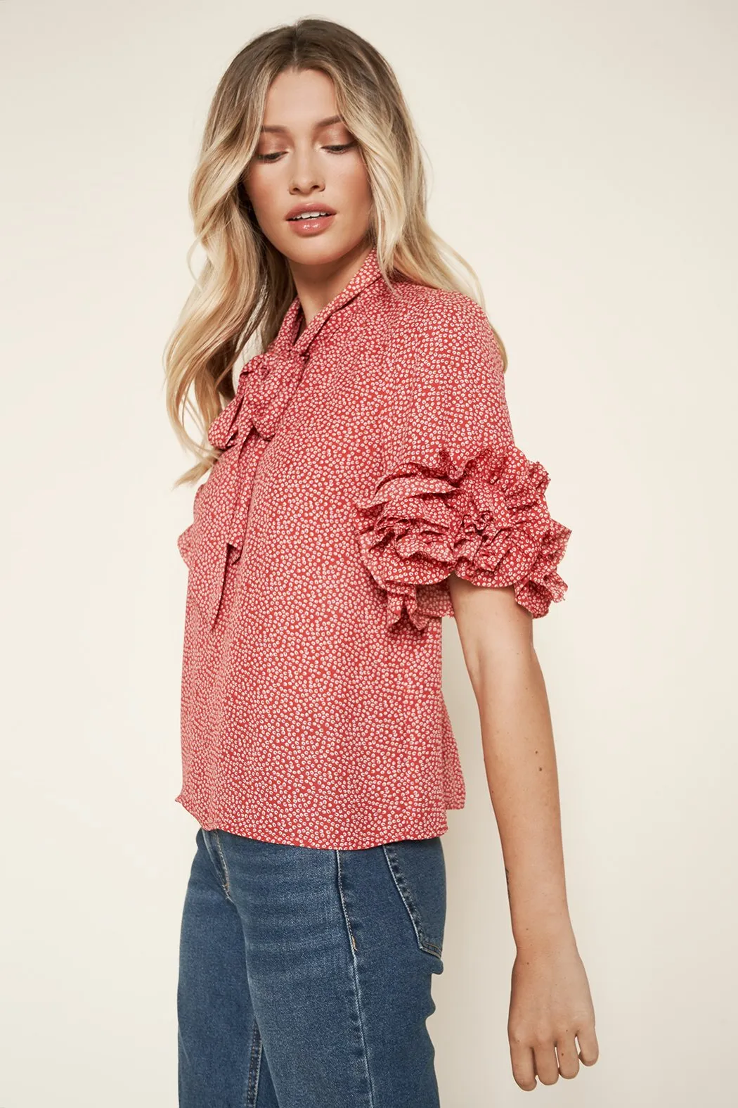 Lida Leopard Tie Neck Top