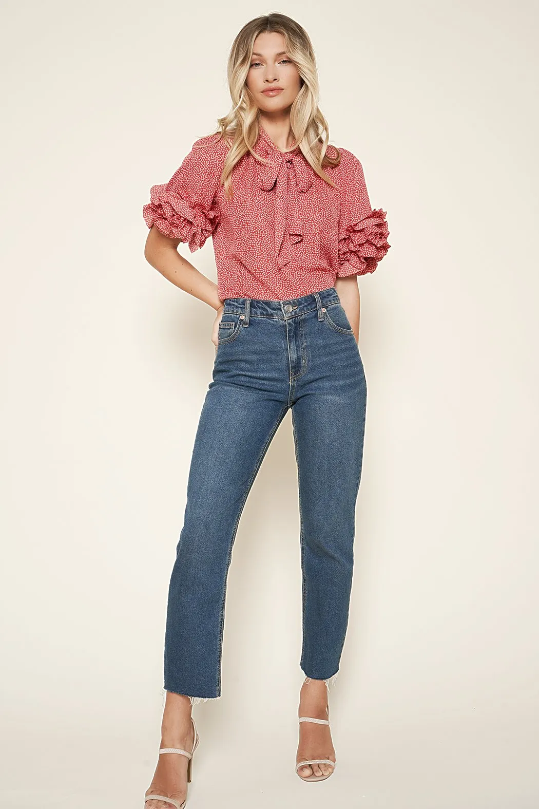 Lida Leopard Tie Neck Top