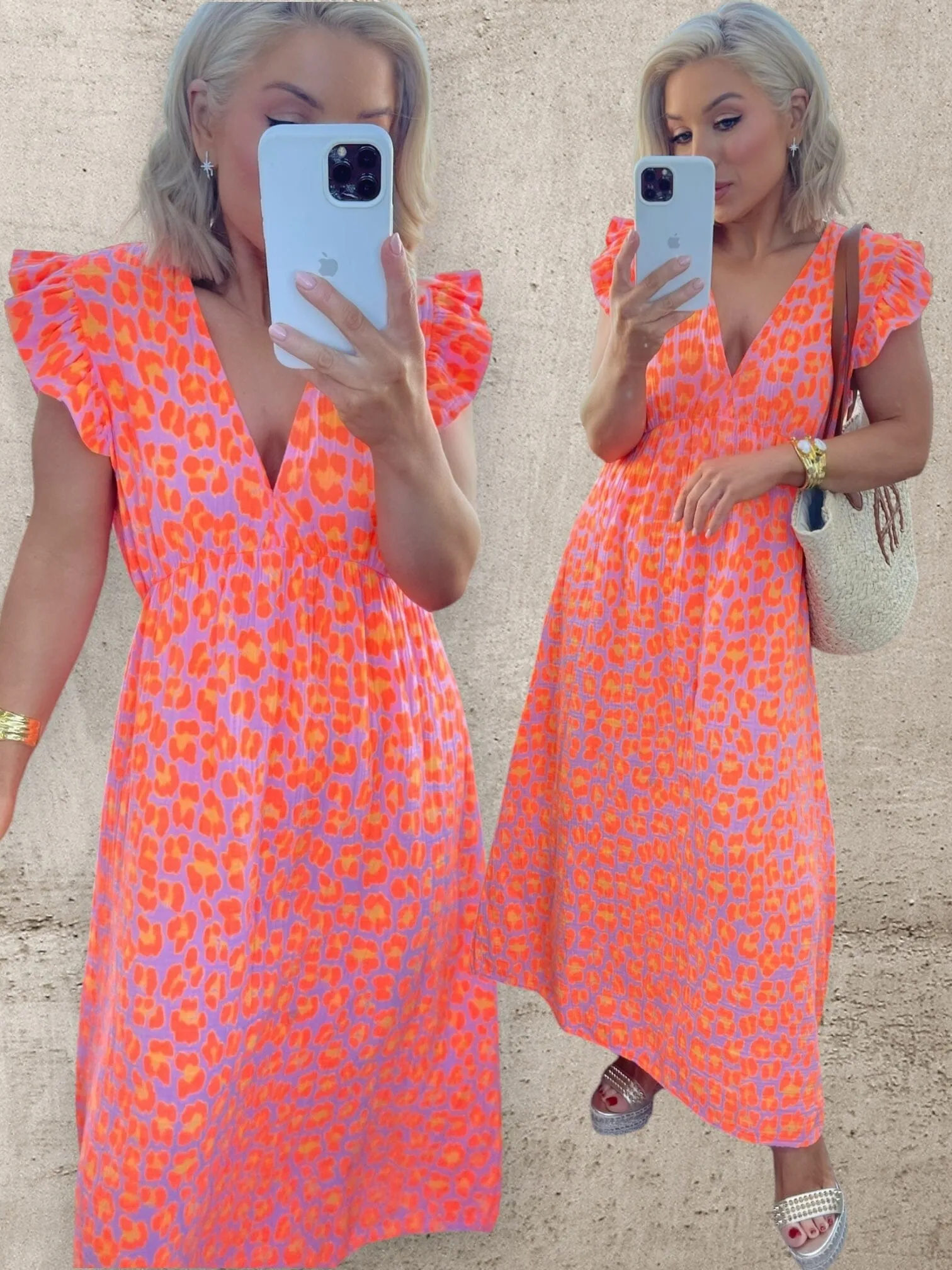 LILA ANIMAL PRINT DRESS - ORANGE/LILAC