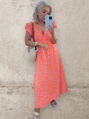 LILA ANIMAL PRINT DRESS - ORANGE/LILAC