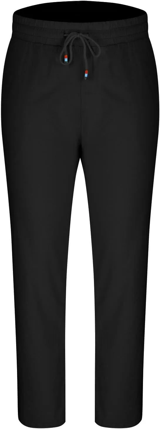Linen Pants Men Slim Fit Drawstring Elastic Waist Trousers Summer Comfortable Beach Pants with Pockets Full Length