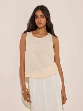 LOV Off-White Solid Blouse