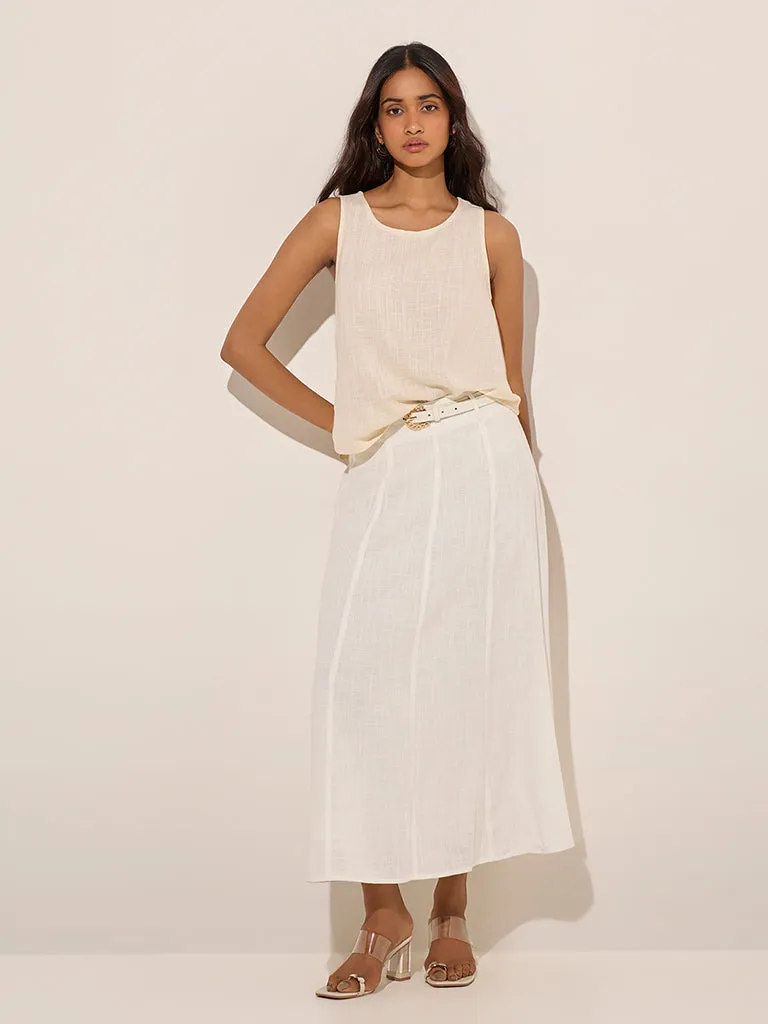 LOV Off-White Solid Blouse