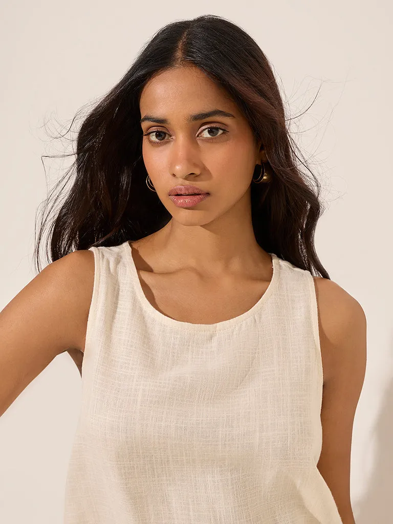 LOV Off-White Solid Blouse