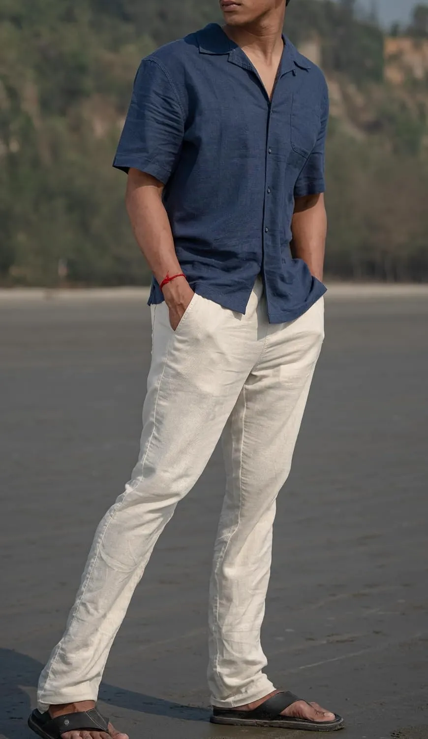 Men's Linen Blend Casual Lightweight Pants, Straight Legs, Functional, Comfortable Pants for a Relaxed Experience