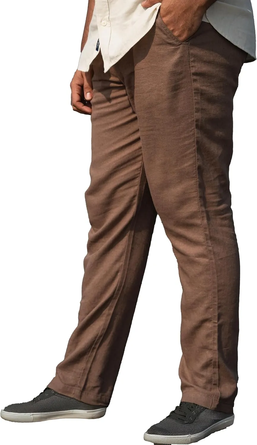 Men's Linen Blend Casual Lightweight Pants, Straight Legs, Functional, Comfortable Pants for a Relaxed Experience